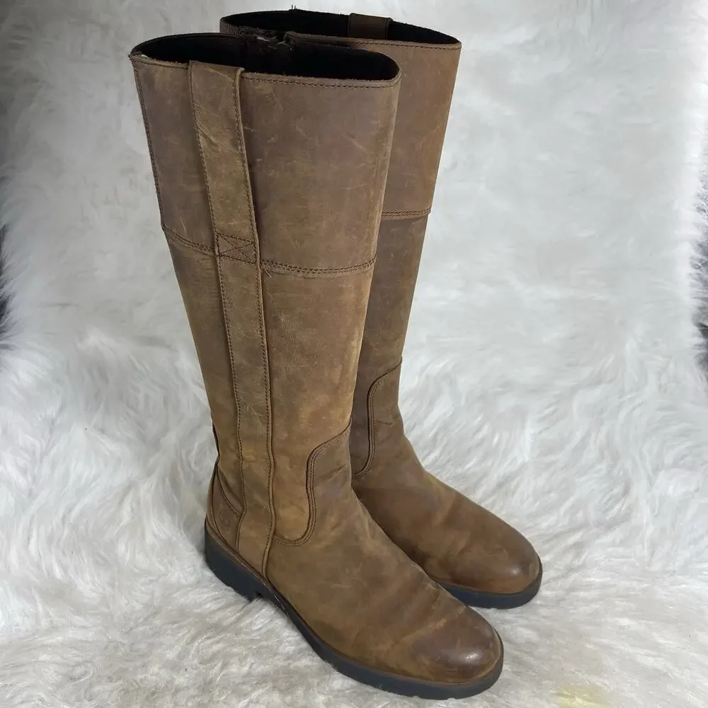 Timberland Graceyn Women’s 8 Brown Waterproof Tall Side Zip A2FXB A5819